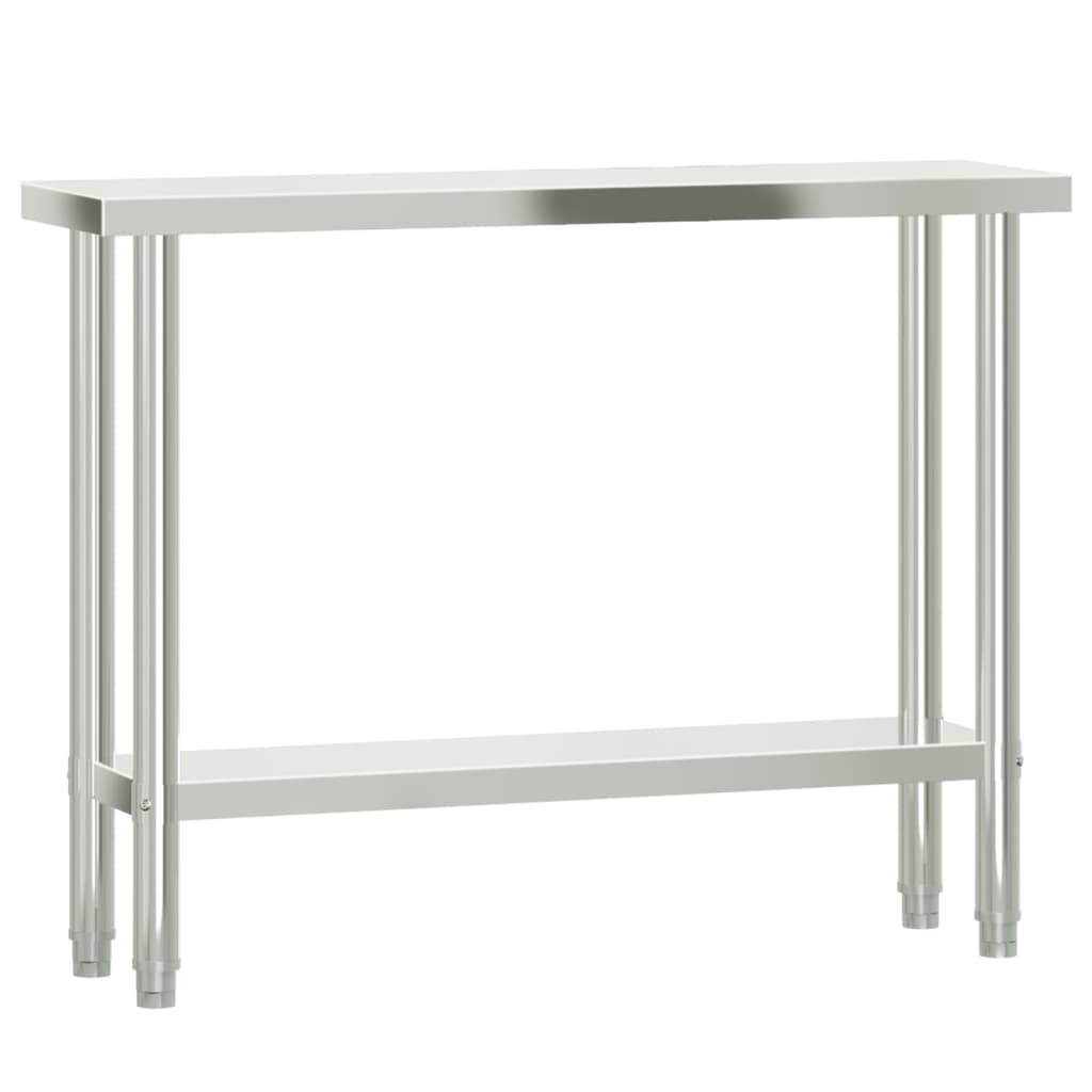 vidaXL Kitchen Work Table with Overshelf 110x30x120 cm Stainless Steel