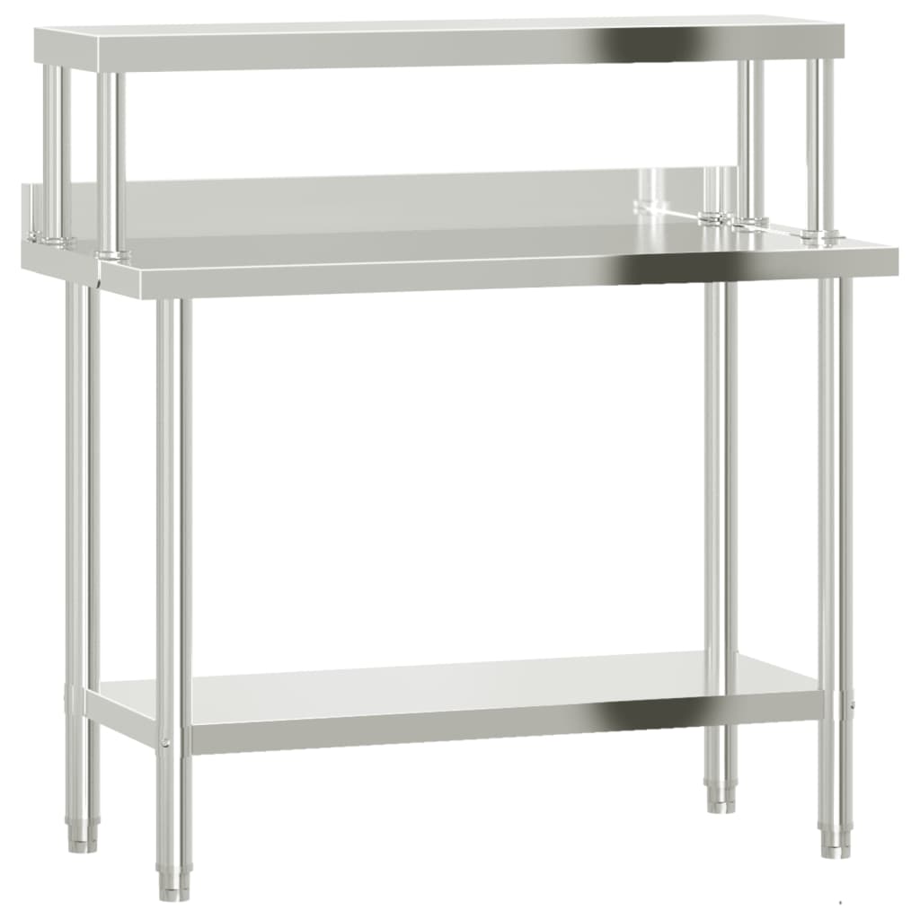 vidaXL Kitchen Work Table with Overshelf 110x55x120 cm Stainless Steel