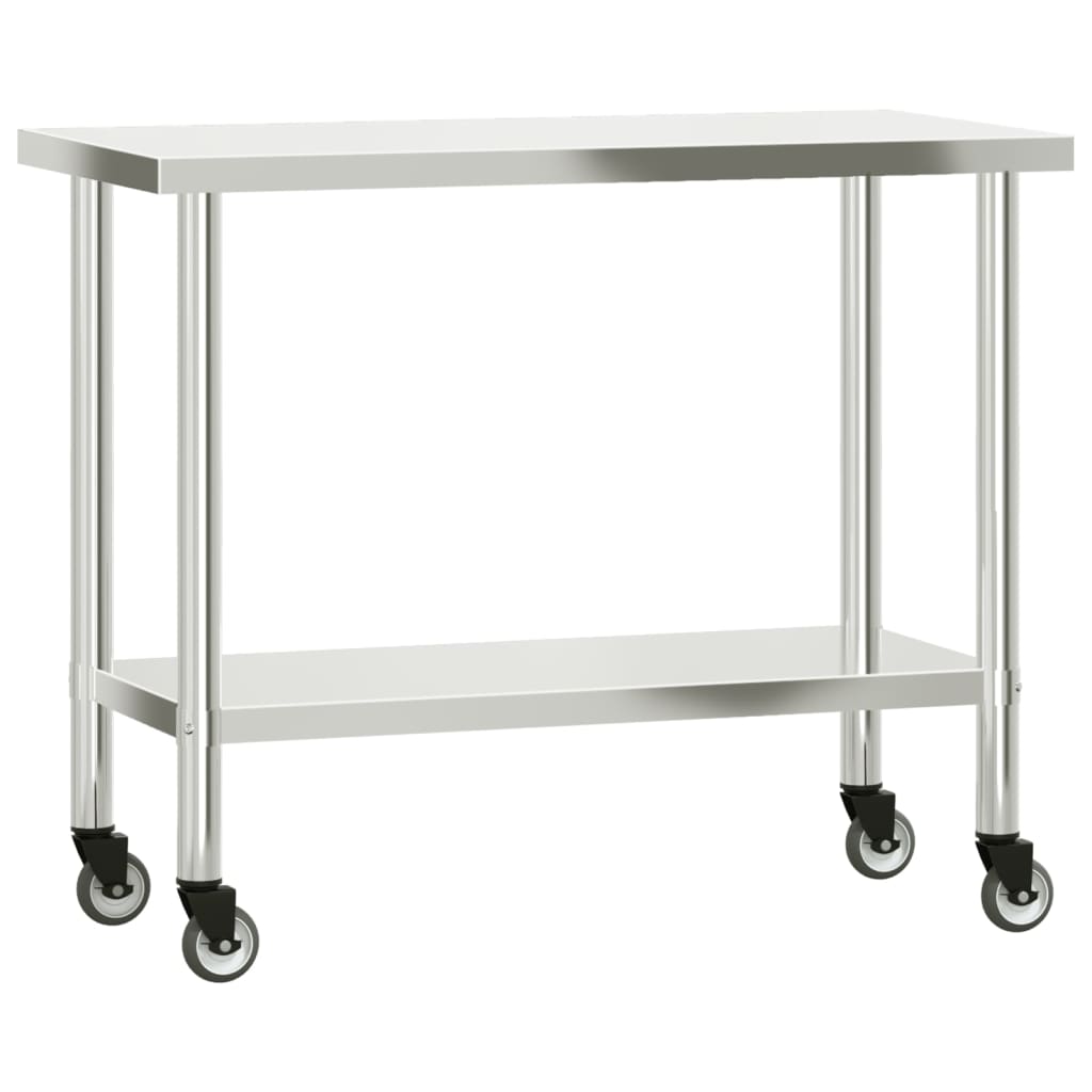 vidaXL Kitchen Work Table with Overshelf 110x55x120 cm Stainless Steel