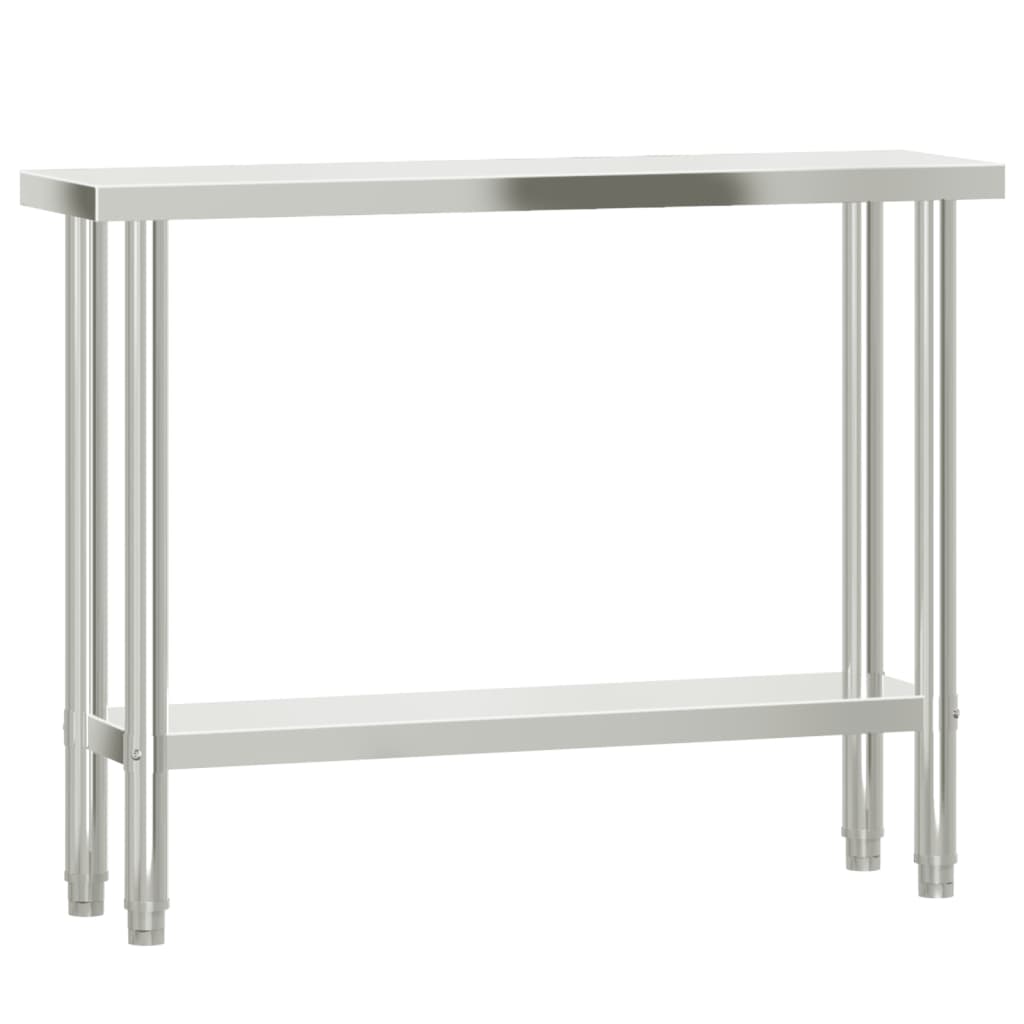 vidaXL Kitchen Work Table with Overshelf 110x30x150 cm Stainless Steel