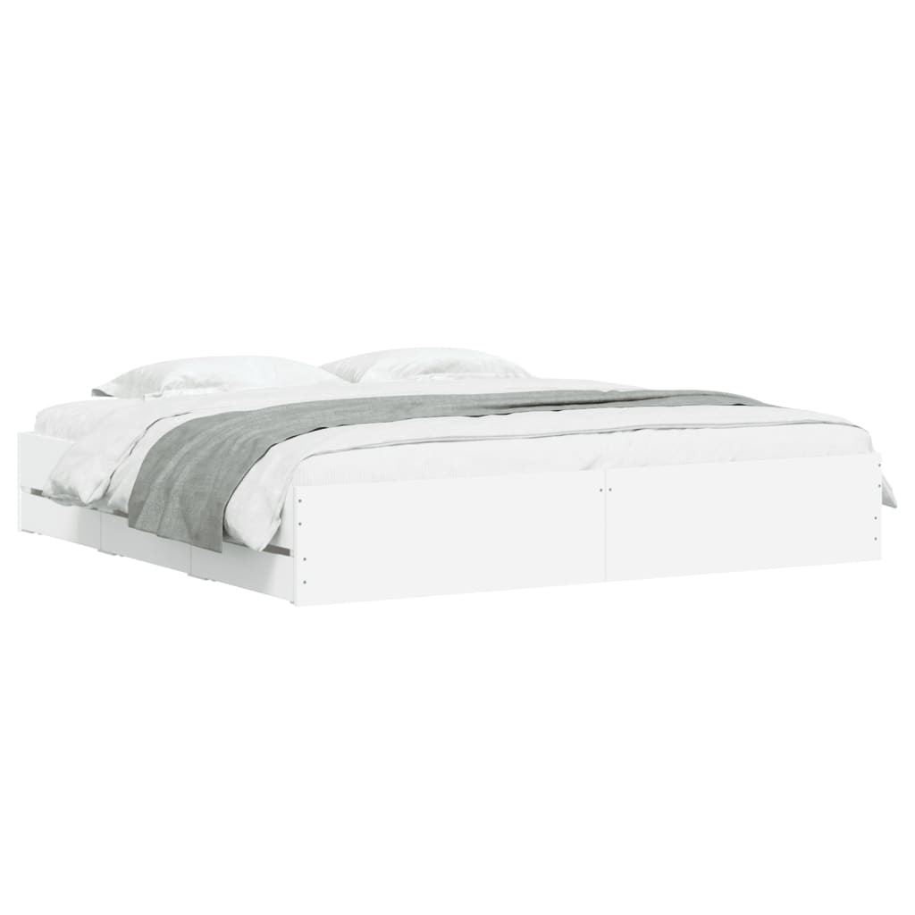 Bed Frame with Drawers without Mattress White 200x200 cm