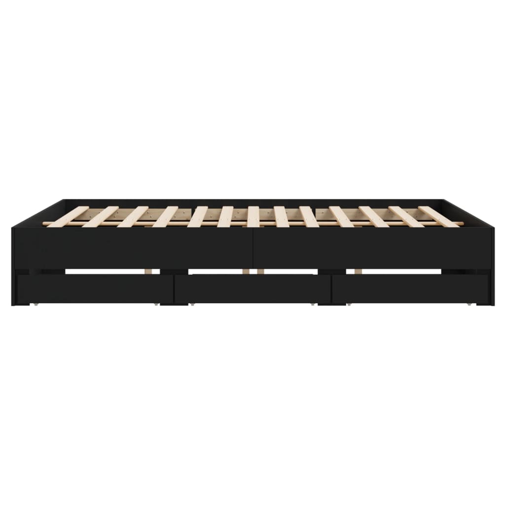 Bed Frame with Drawers without Mattress Black 180x200 cm Super King