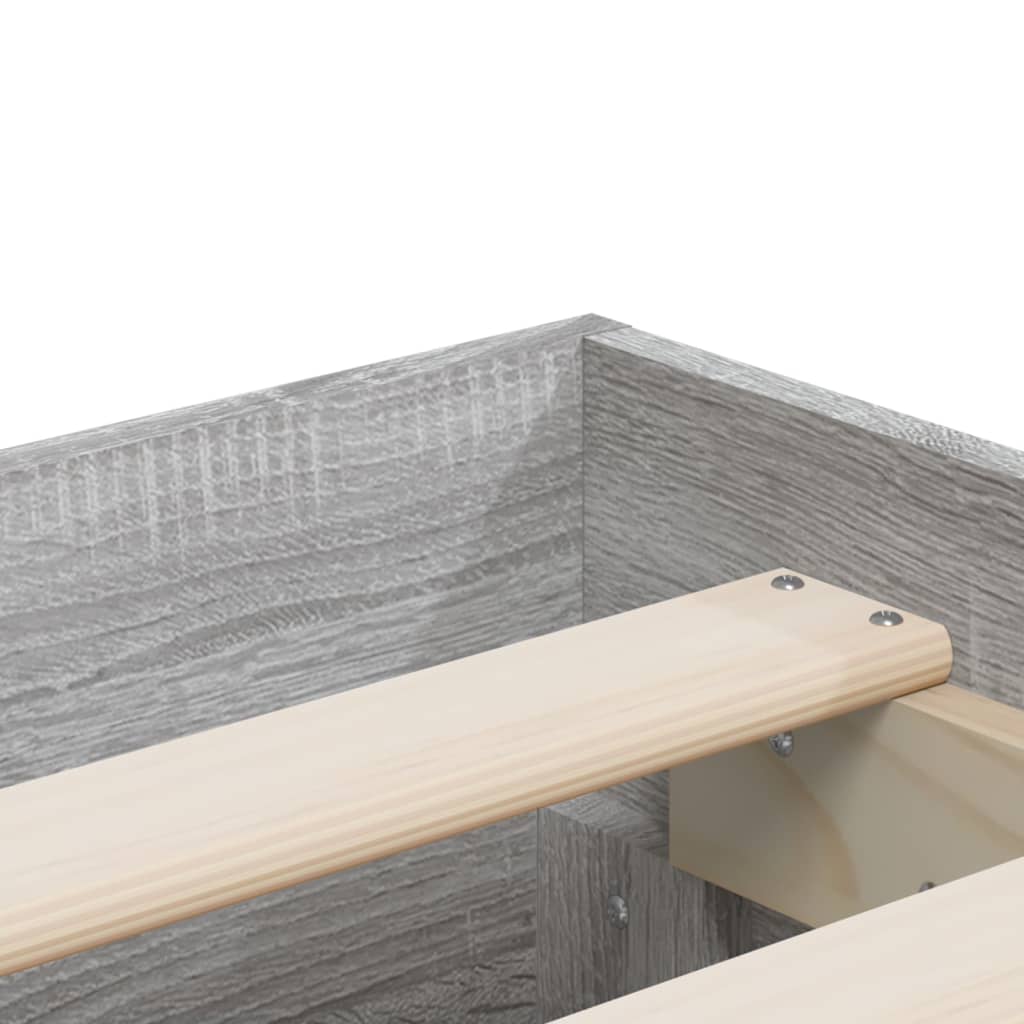 Bed Frame with Drawers without Mattress Grey Sonoma 180x200 cm Super King