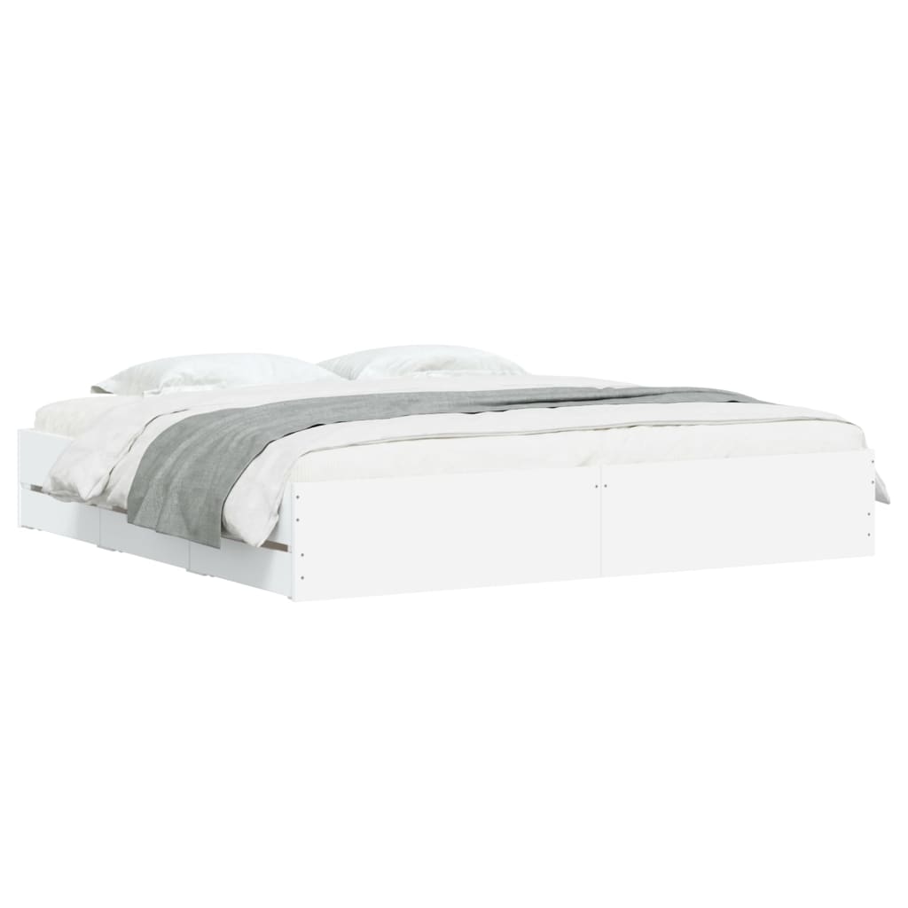 Bed Frame with Drawers without Mattress White 160x200 cm