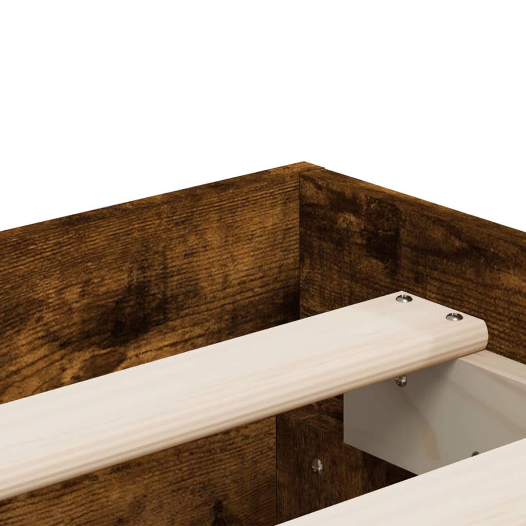 Bed Frame with Drawers without Mattress Smoked Oak 150x200 cm King Size