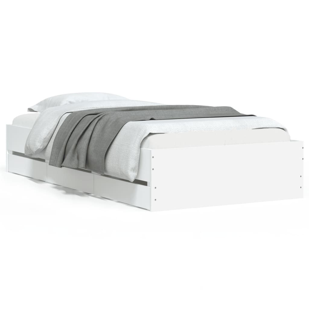 Bed Frame with Drawers without Mattress White 100x200 cm