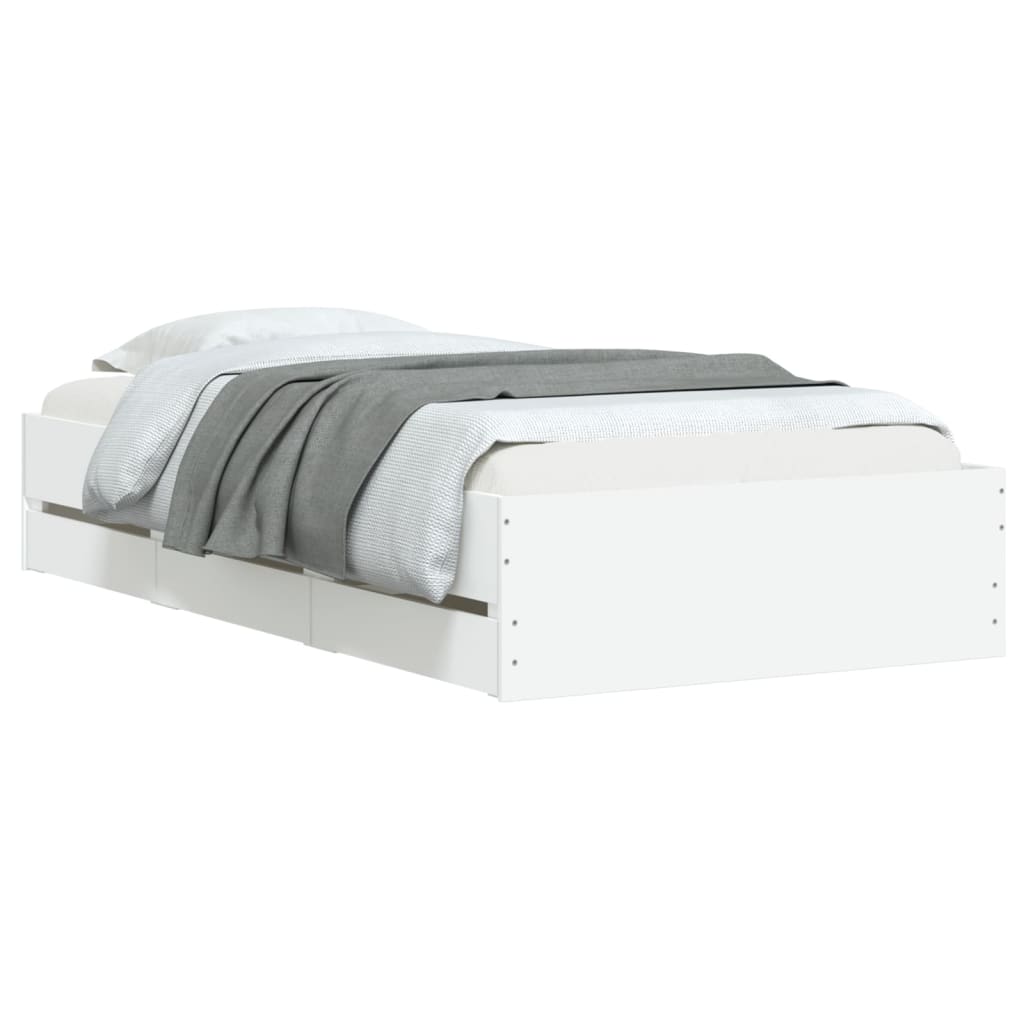 Bed Frame with Drawers without Mattress White 100x200 cm