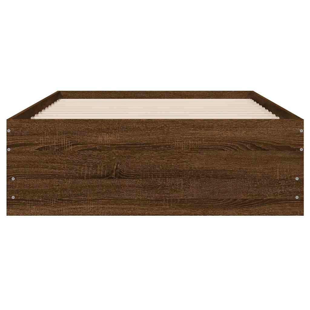 Bed Frame with Drawers without Mattress Brown Oak 90x200 cm
