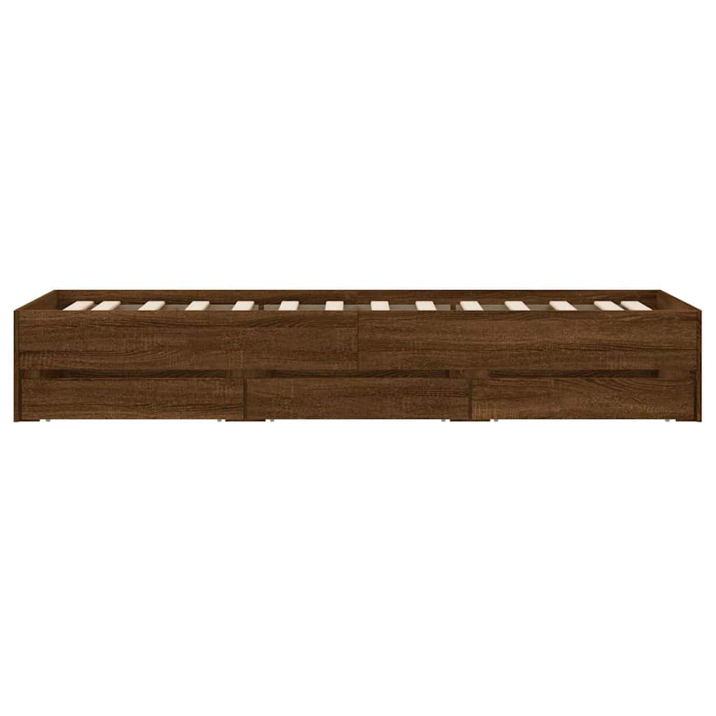 Bed Frame with Drawers without Mattress Brown Oak 90x200 cm