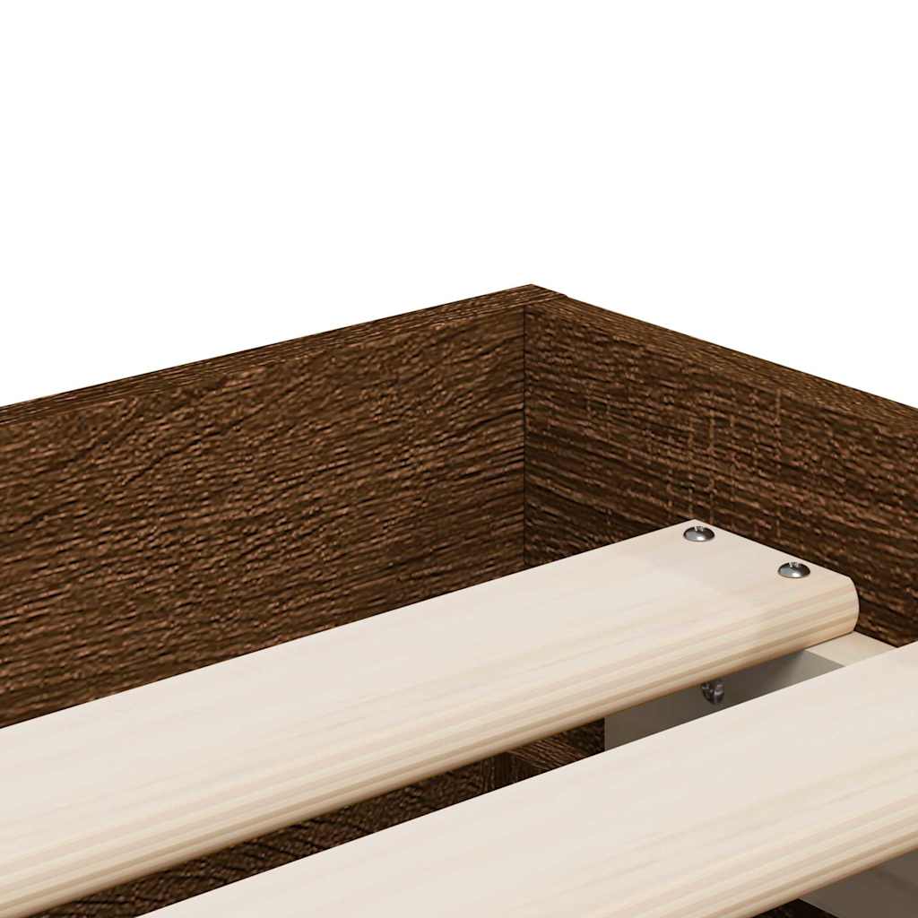 Bed Frame with Drawers without Mattress Brown Oak 90x200 cm