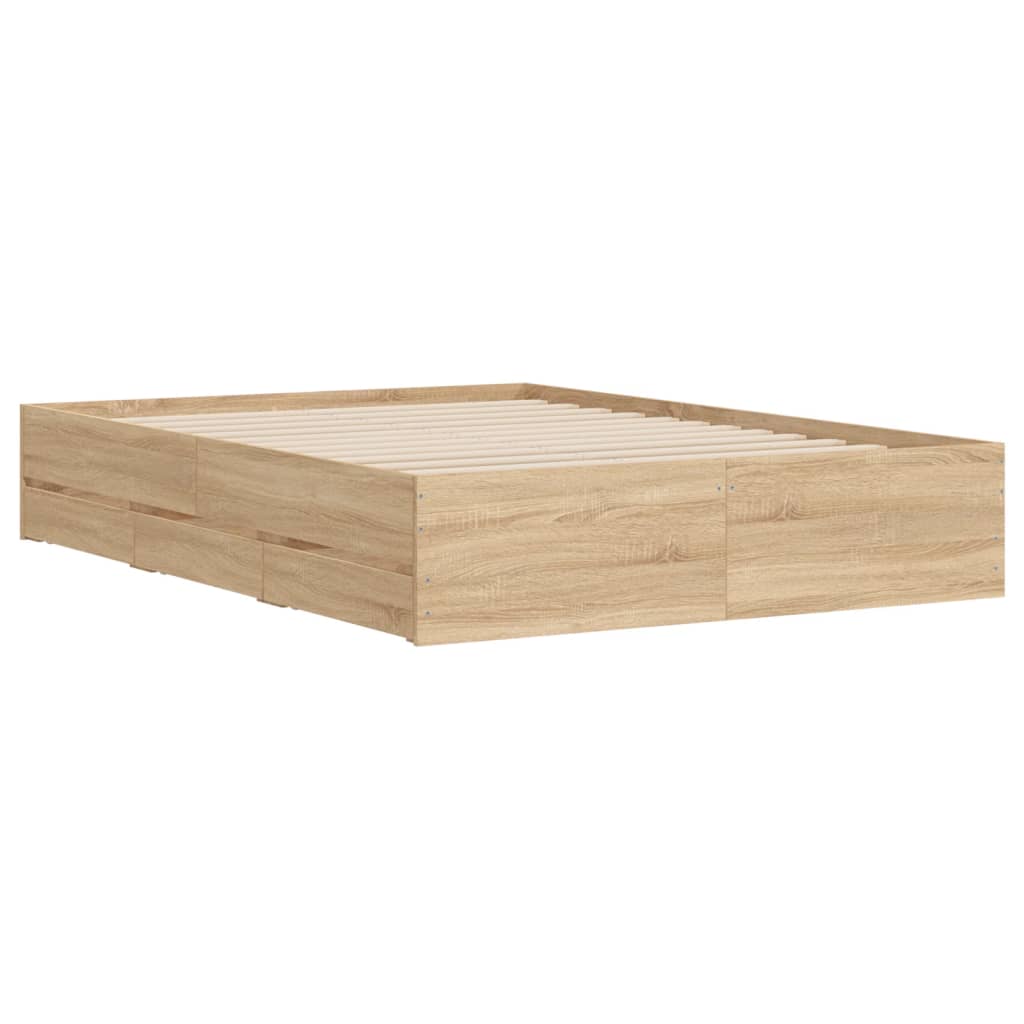Bed Frame with Drawers without Mattress Sonoma Oak 135x190 cm Double