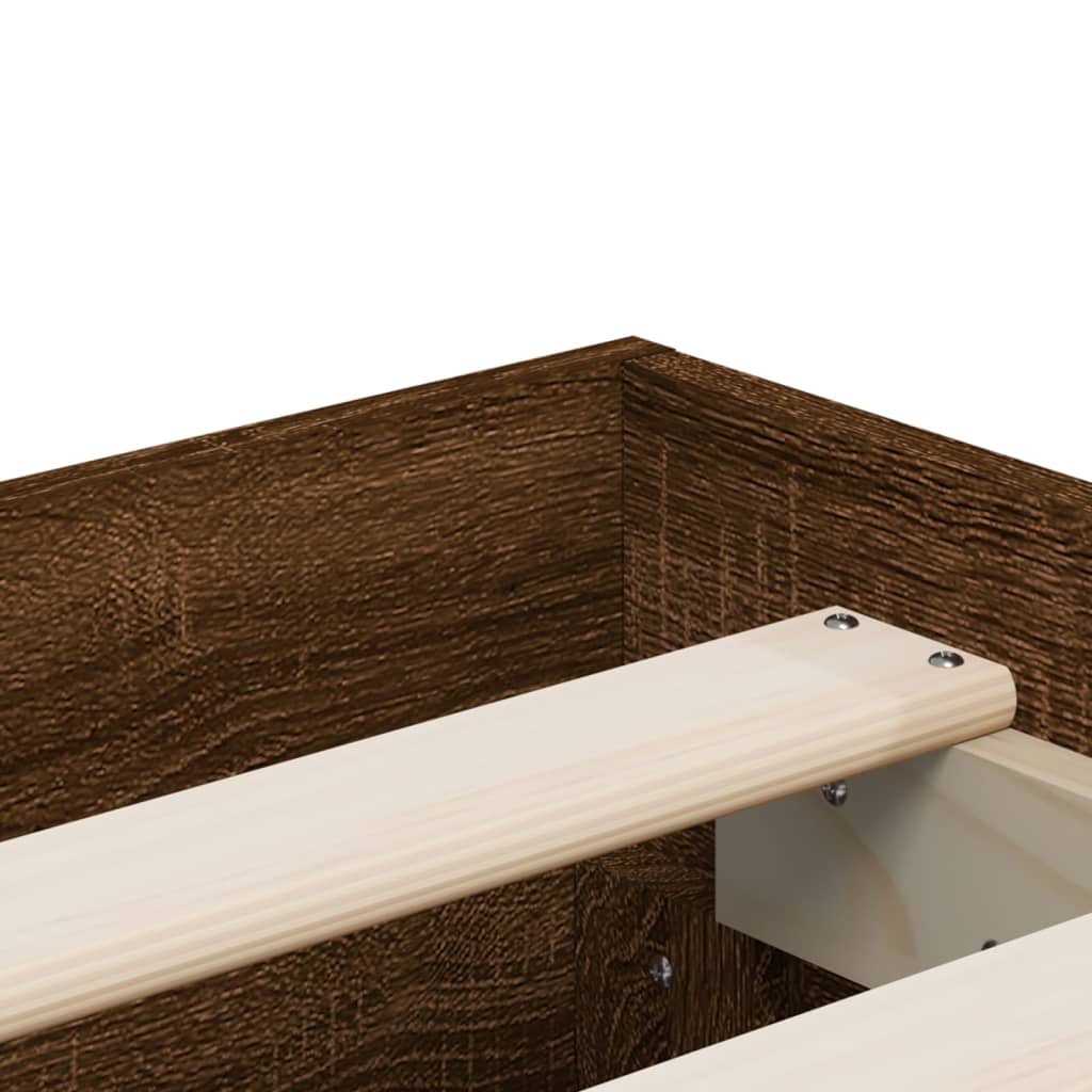 Bed Frame with Drawers without Mattress Brown Oak 135x190 cm Double