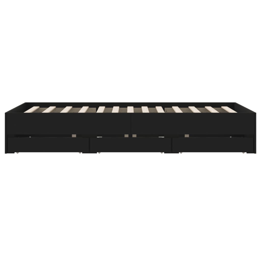 Bed Frame with Drawers without Mattress Black 120x190 cm Small Double