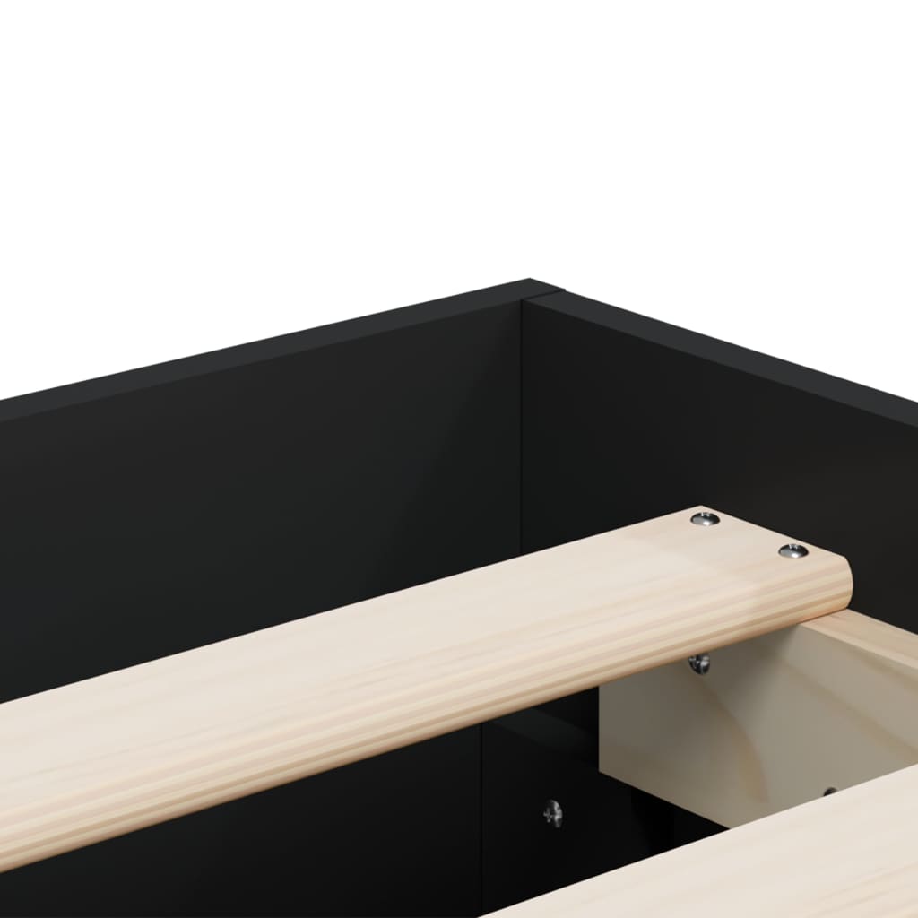 Bed Frame with Drawers without Mattress Black 120x190 cm Small Double