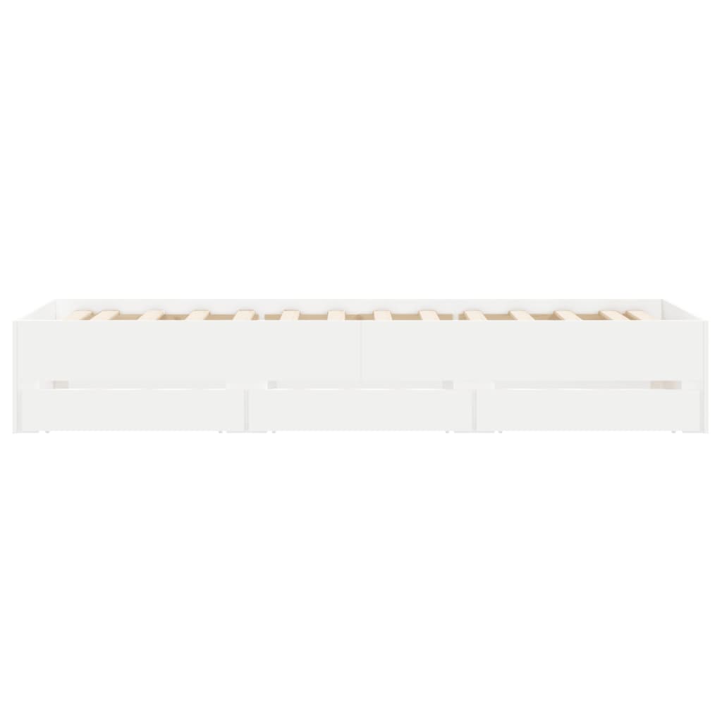 Bed Frame with Drawers without Mattress White 90x190 cm Single