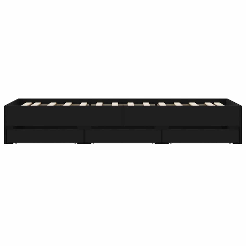 Bed Frame with Drawers without Mattress Black 90x190 cm Single