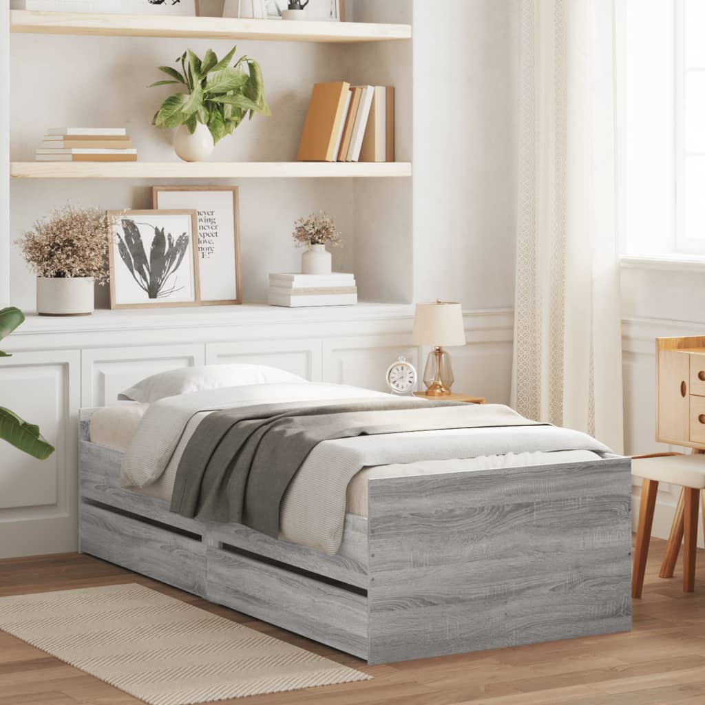 Bed Frame | Grey Sonoma | Engineered wood | Single | Bed Frame
