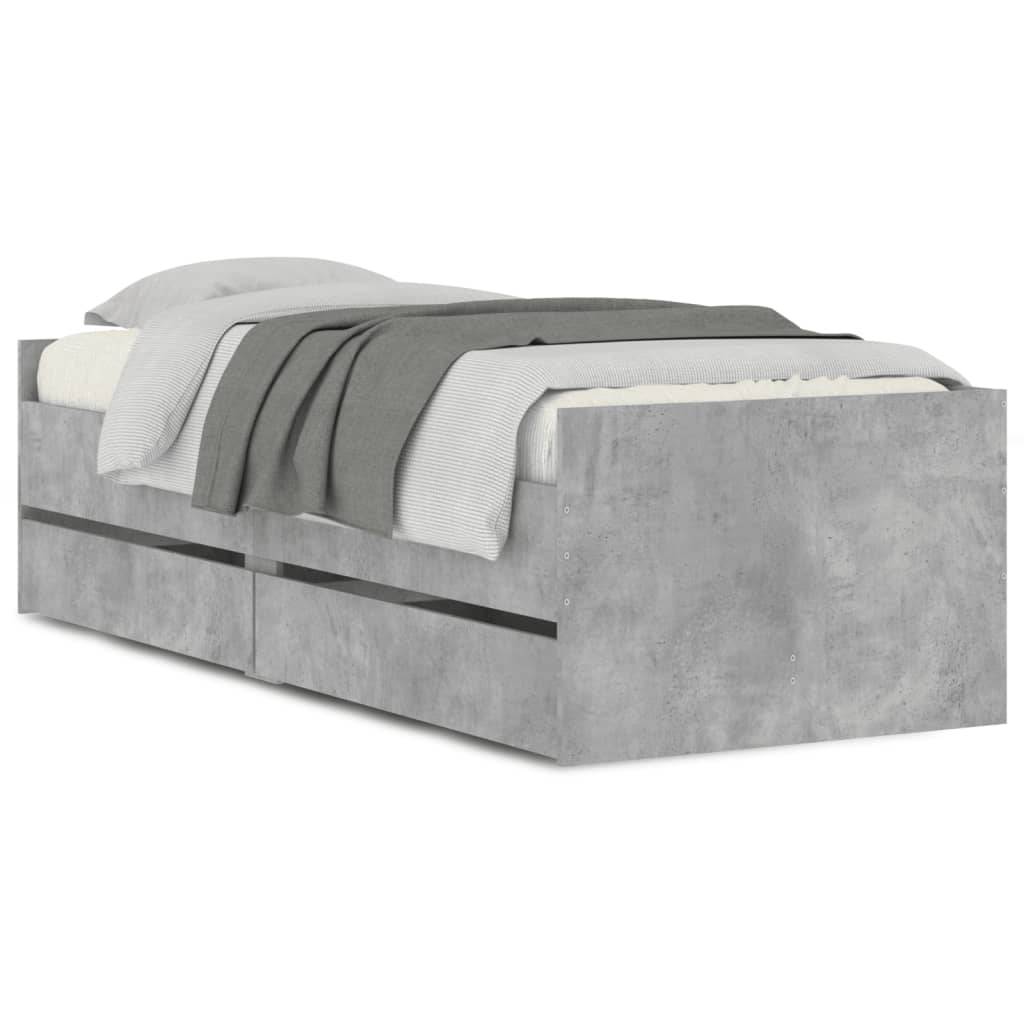 Bed Frame | Concrete grey | Engineered wood | Standard Single | Bed Frame