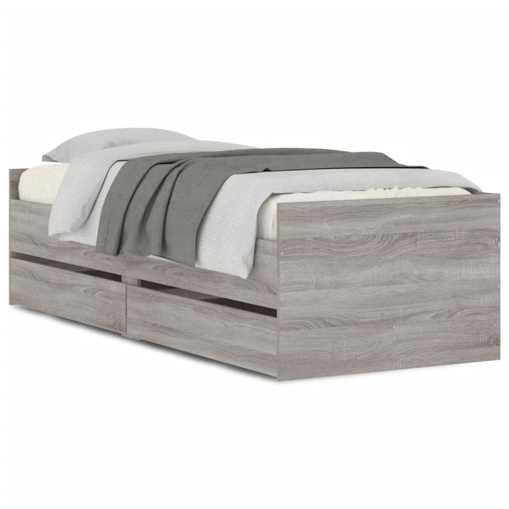 Bed Frame | Grey Sonoma | Engineered wood | 90x200 cm | Bed Frame