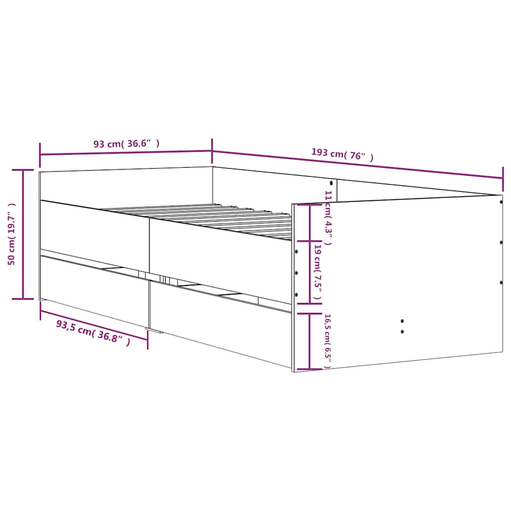 Bed Frame | White | Engineered wood, Plywood | Single | Bed Frame