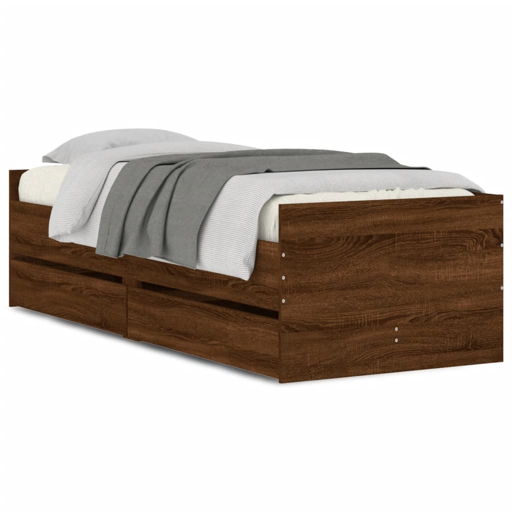 Bed Frame | Brown oak | Engineered wood, Plywood | Single | Bed Frame