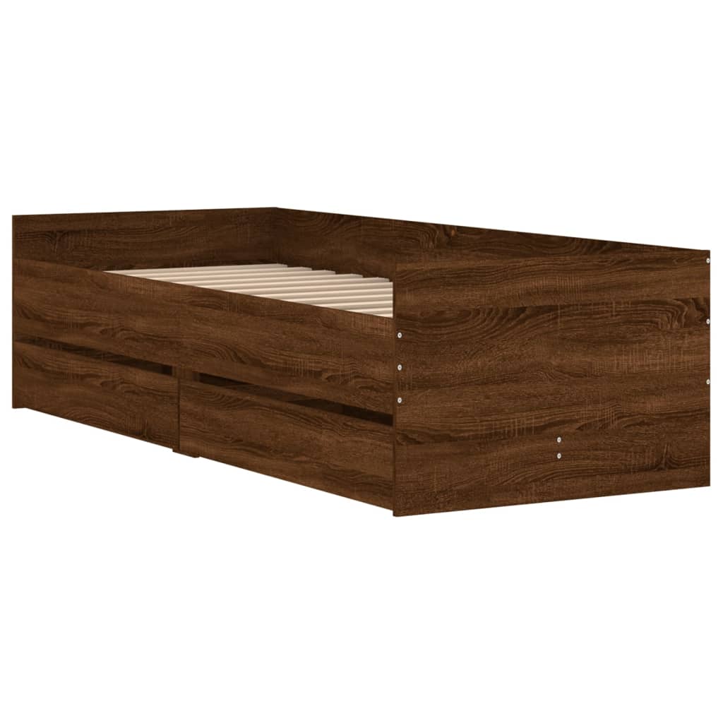Bed Frame | Brown oak | Engineered wood, Plywood | Single | Bed Frame