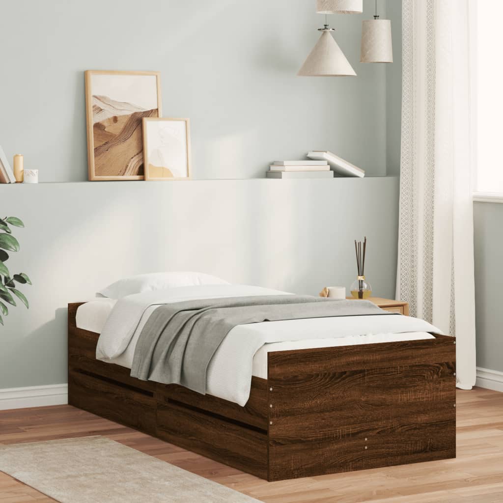 Bed Frame | Brown oak | Engineered wood, Plywood | Single | Bed Frame