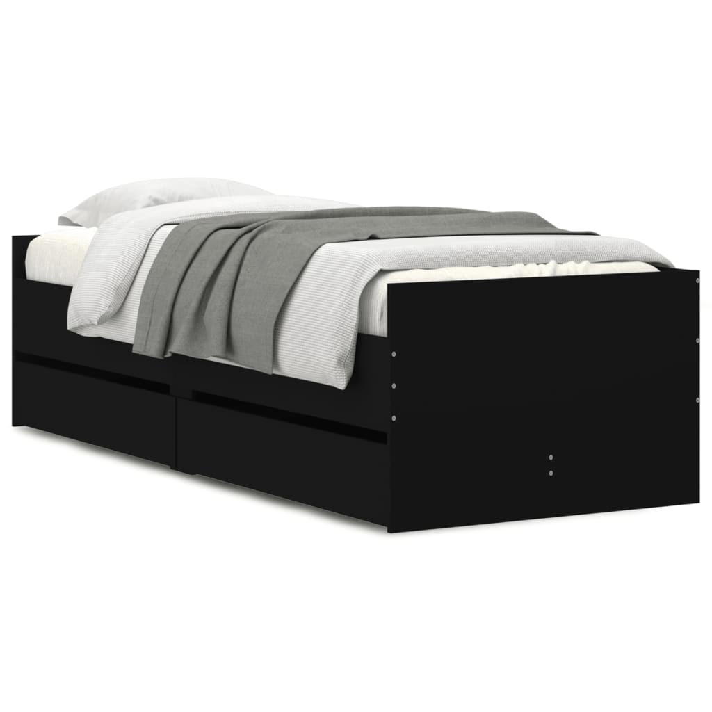 Bed Frame without Mattress Black 75x190 cm Small Single Small Single