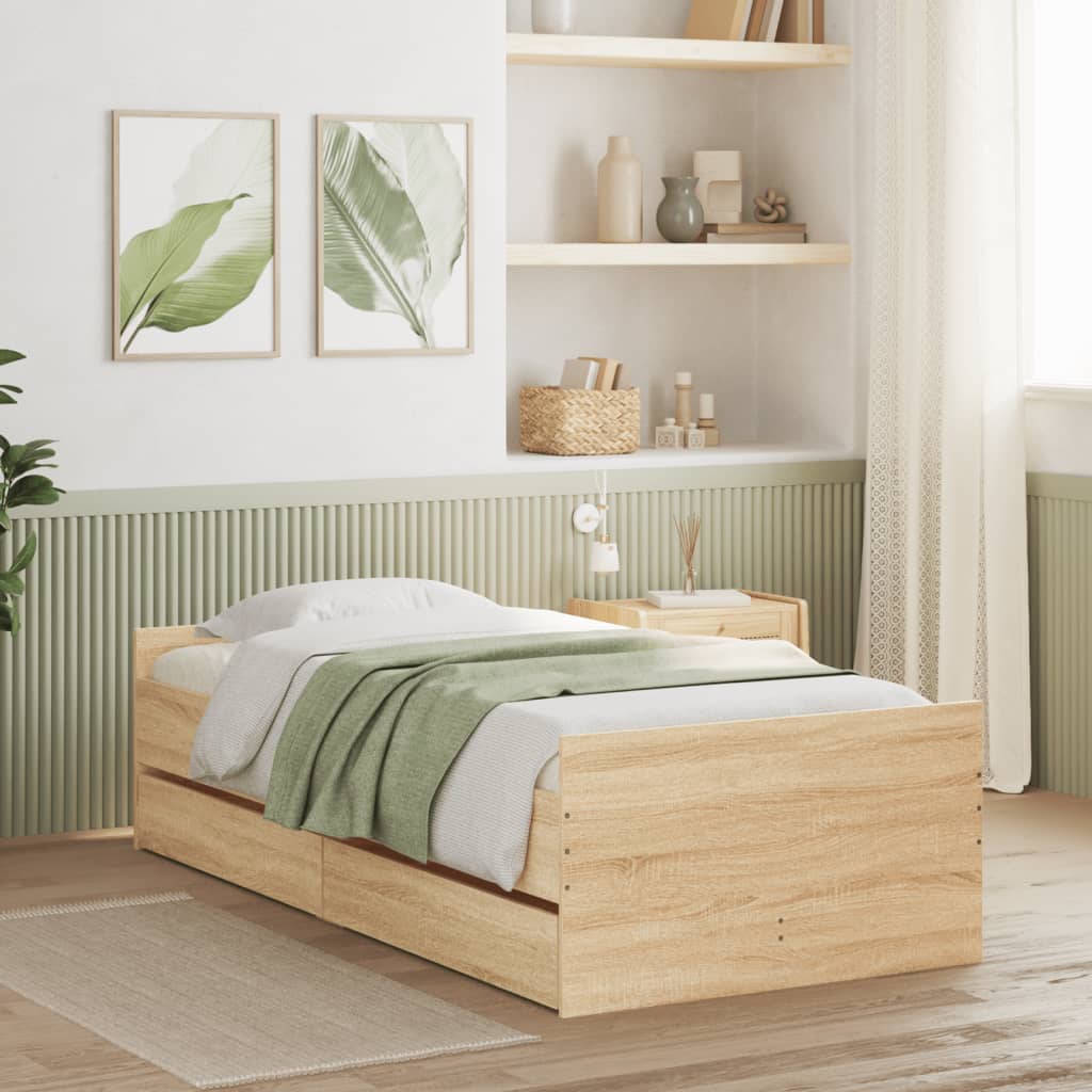 Bed Frame | Sonoma Oak | Engineered wood, Plywood | Single
