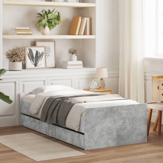 Bed Frame | Concrete Grey | Engineered Wood | Single | Bed Frame