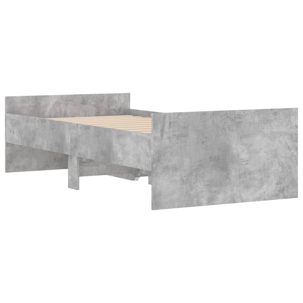 Bed Frame with Drawers without Mattress Concrete Grey 90x200 cm