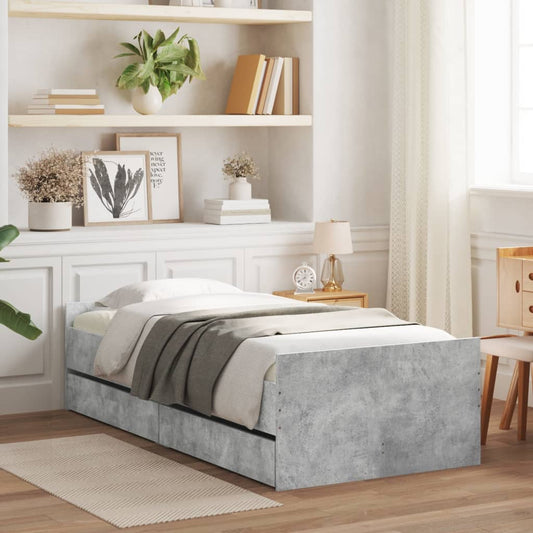 Bed Frame | Concrete grey | Engineered wood, Plywood | Single | Bed Frame