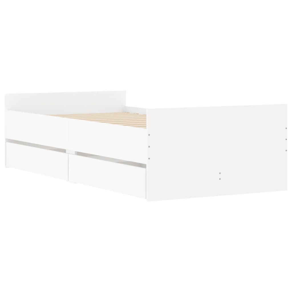 vidaXL Bed Frame with Drawers without Mattress White 90x190 cm Single