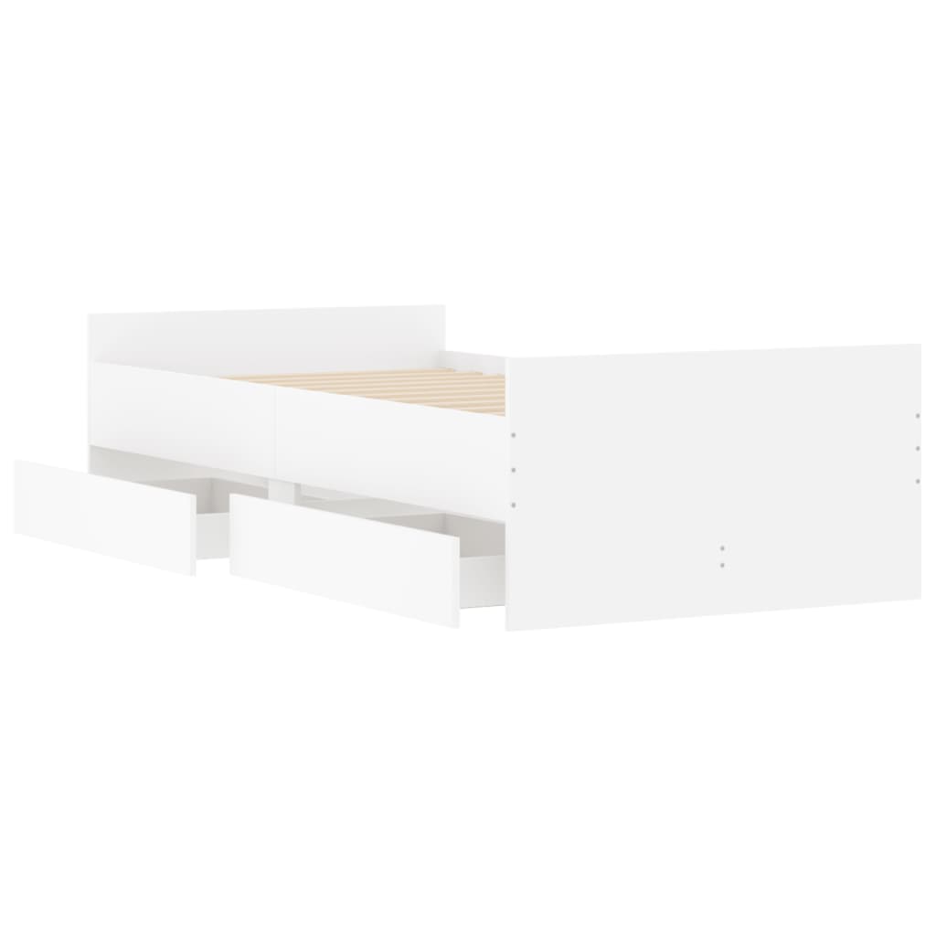 vidaXL Bed Frame with Drawers without Mattress White 90x190 cm Single