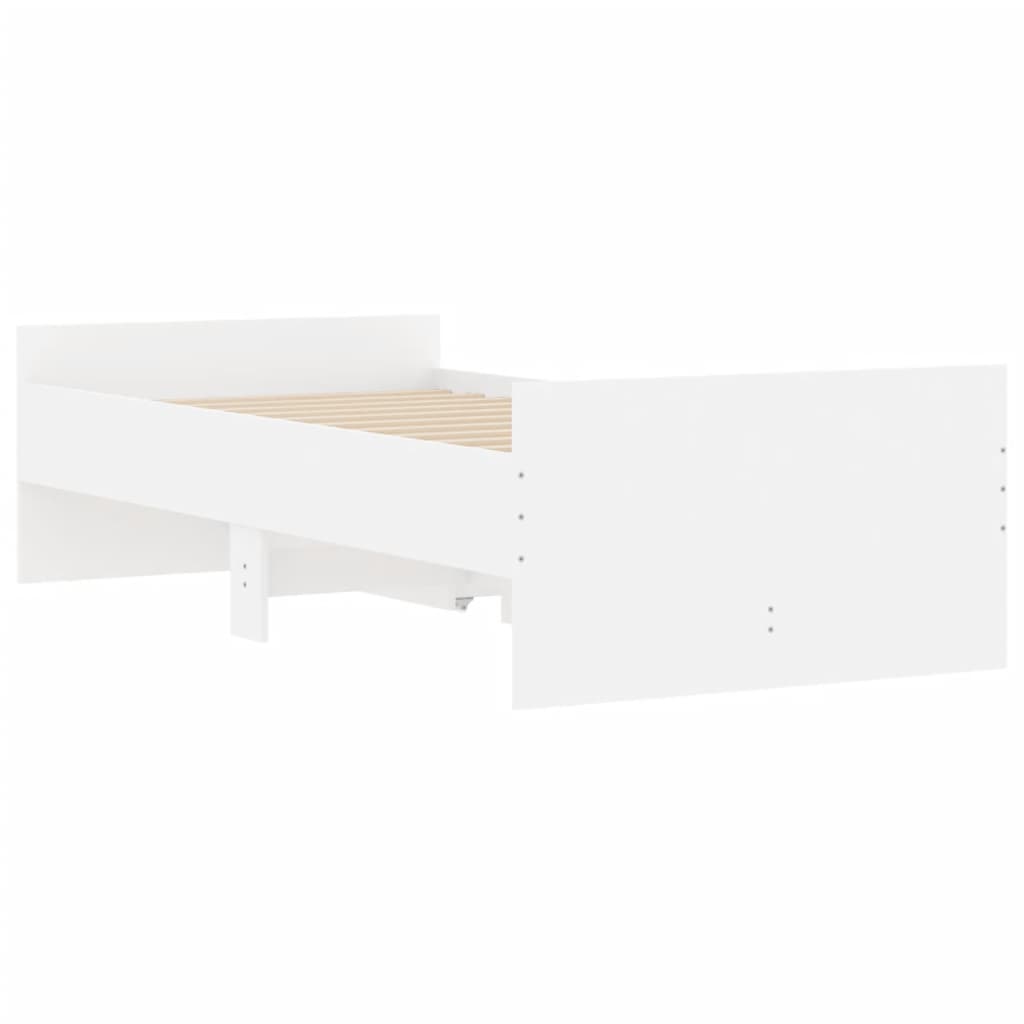 vidaXL Bed Frame with Drawers without Mattress White 90x190 cm Single