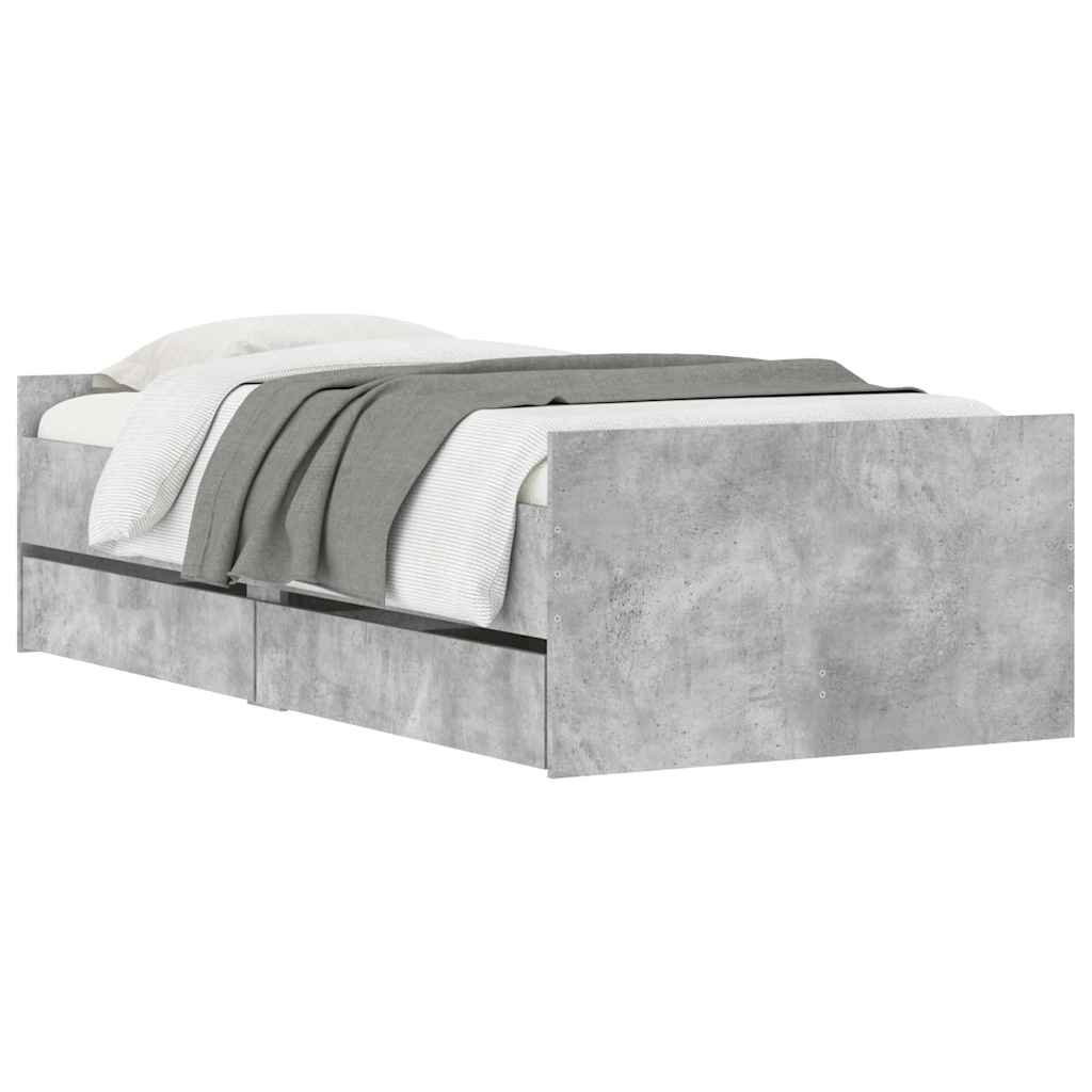 Bed Frame | Concrete grey | Engineered Wood | 90x190 cm Single