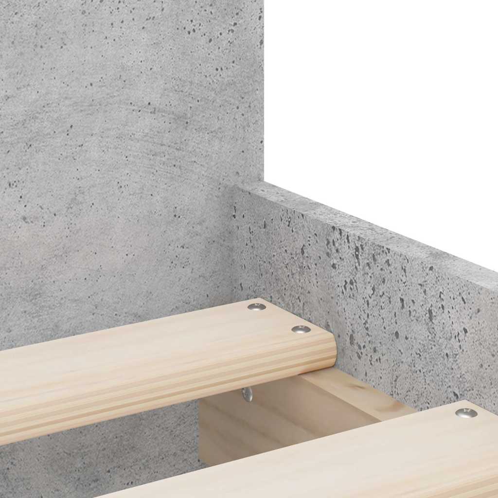 Bed Frame | Concrete grey | Engineered Wood | 90x190 cm Single