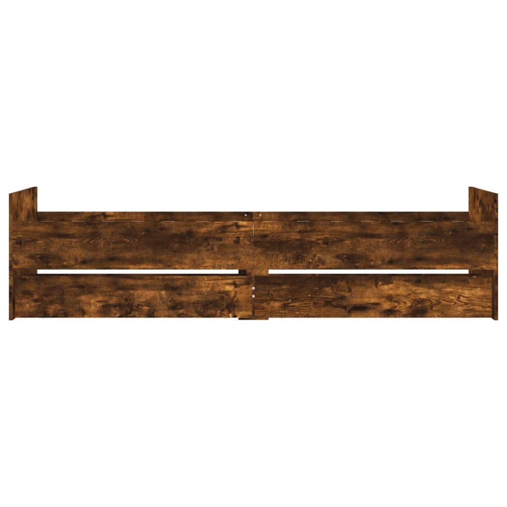 Bed Frame with Drawers without Mattress Smoked Oak 90x190 cm Single