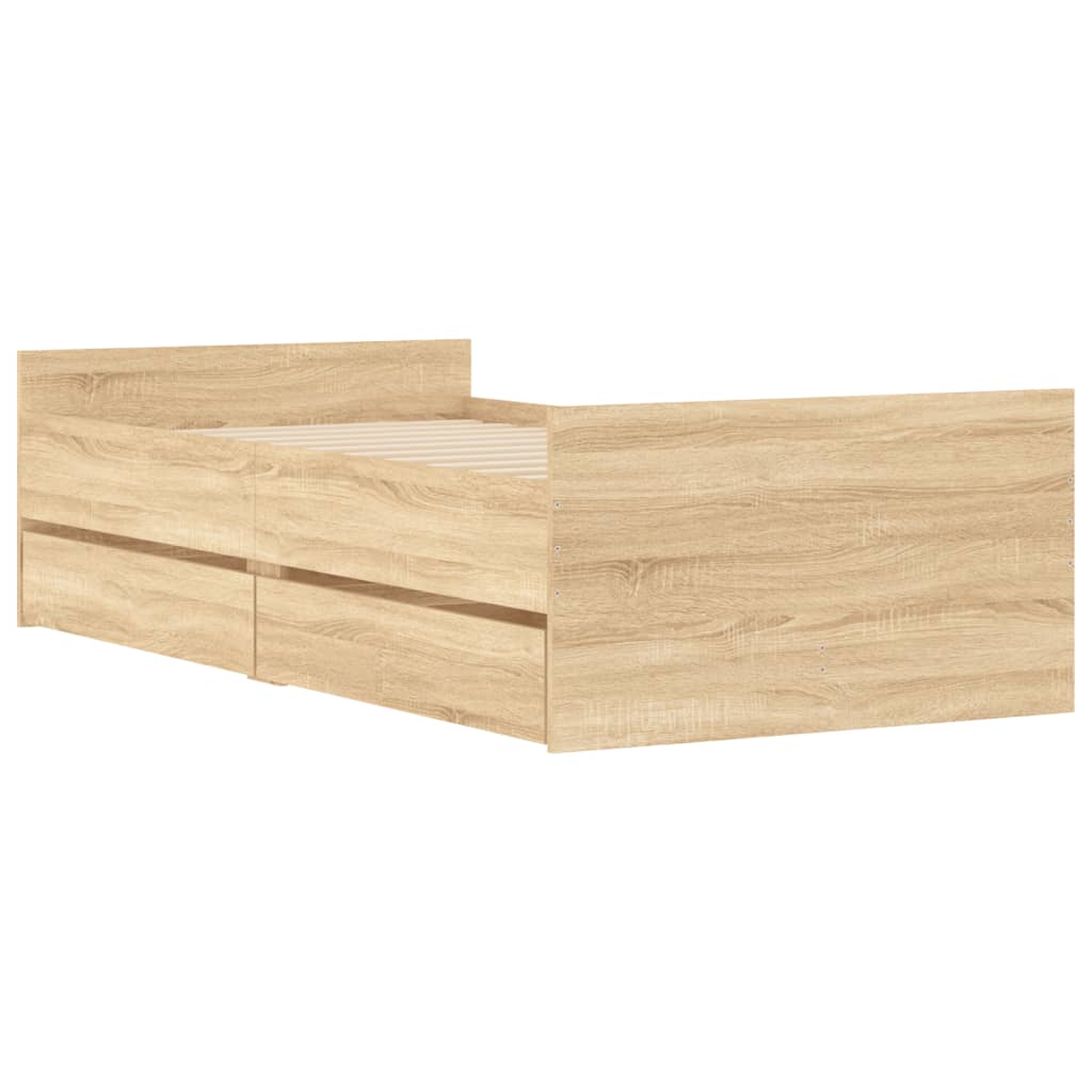 Bed Frame without Mattress Sonoma Oak 75x190 cm Small Single Small Single