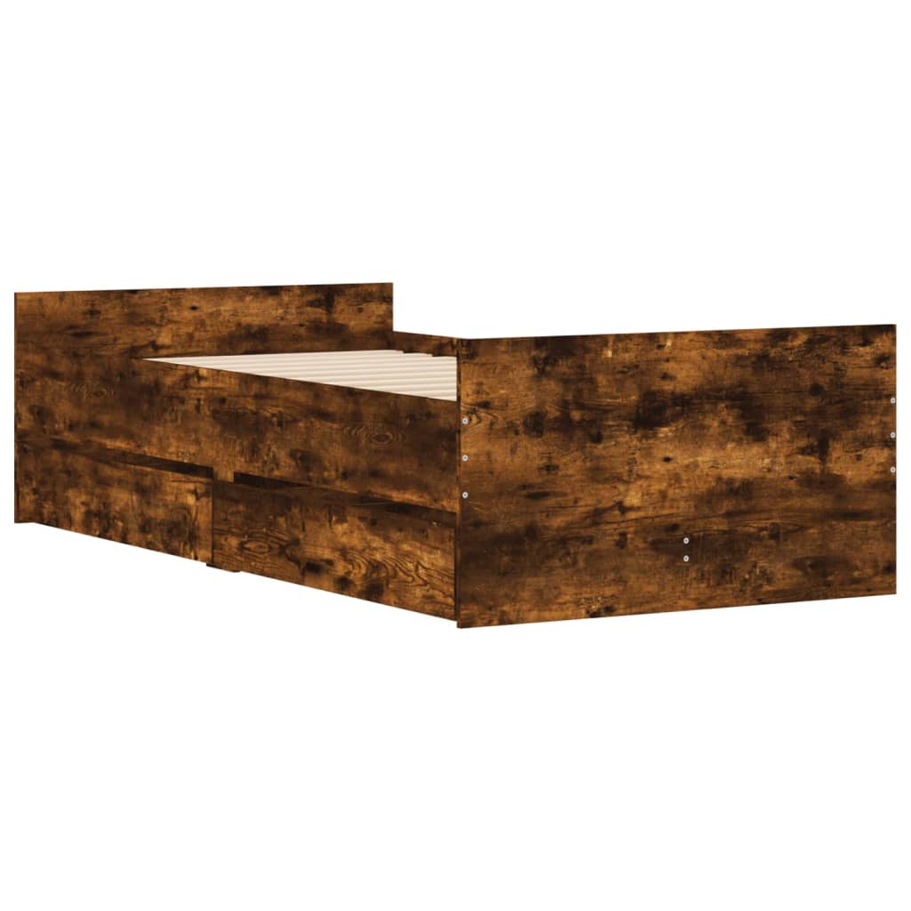 Bed Frame without Mattress Smoked Oak 75x190 cm Small Single Small Single