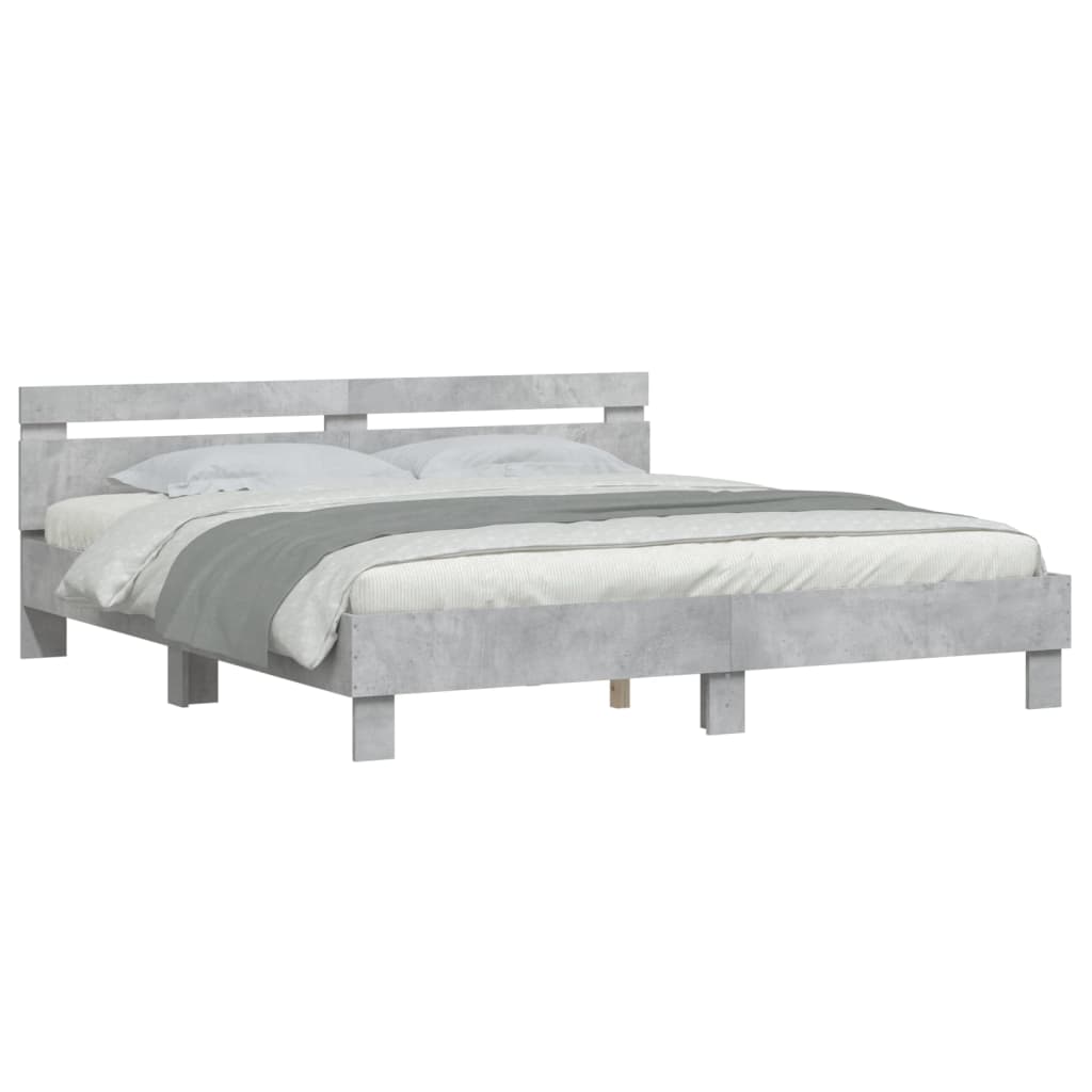 vidaXL Bed Frame without Mattress Concrete Grey 200x200 cm