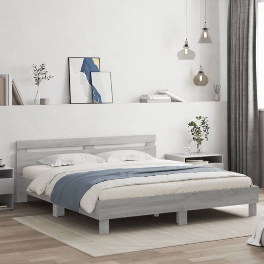 Bed Frame | Grey Sonoma | Engineered wood, Plywood | Double | Modern