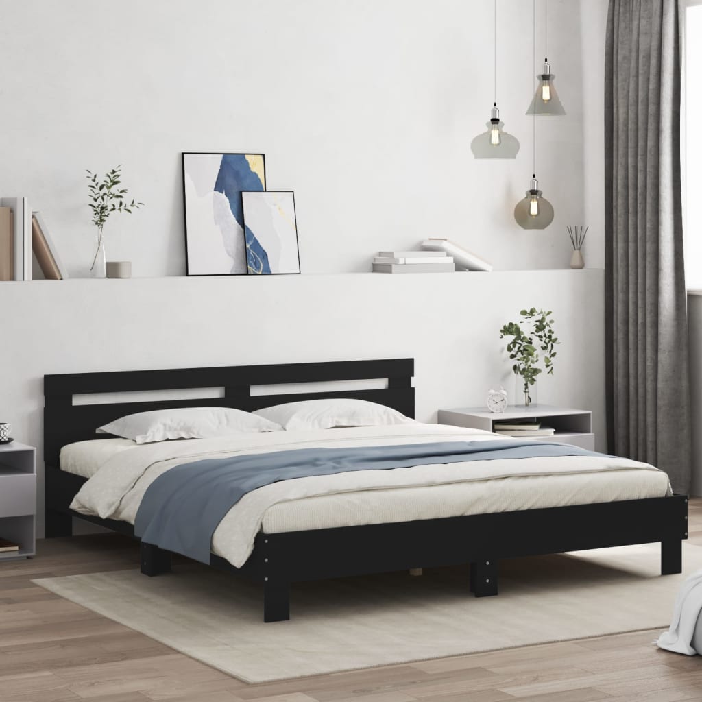 Bed Frame without Mattress Black 180x200 cm Super King