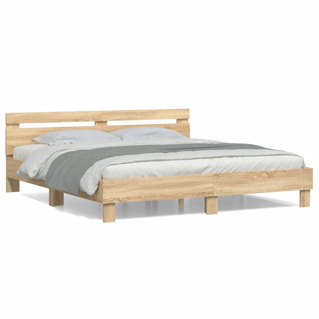 Bed Frame without Mattress Sonoma Oak 180x200 cm Super King