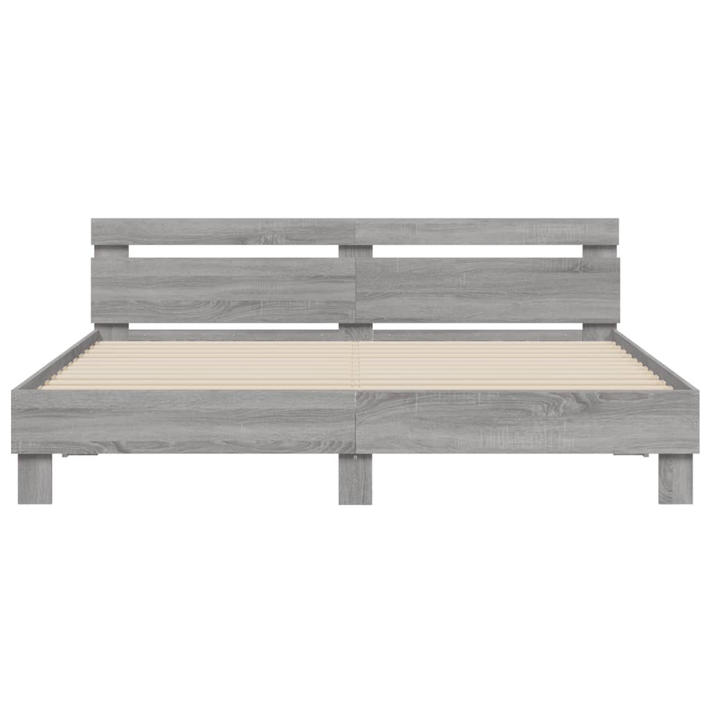 Bed Frame | Grey Sonoma | Engineered wood, Plywood slats | King