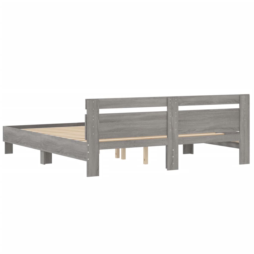 Bed Frame | Grey Sonoma | Engineered wood, Plywood slats | King