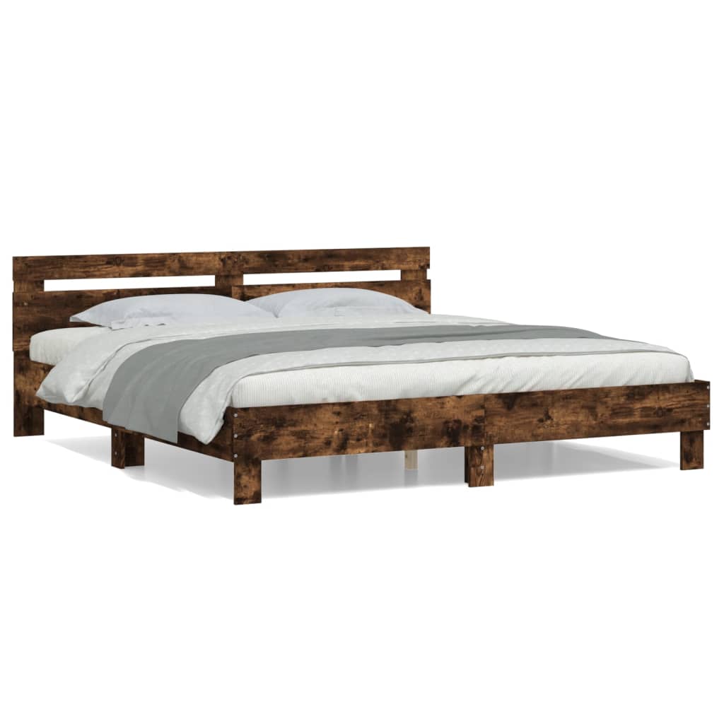 Bed Frame without Mattress Smoked Oak 160x200 cm