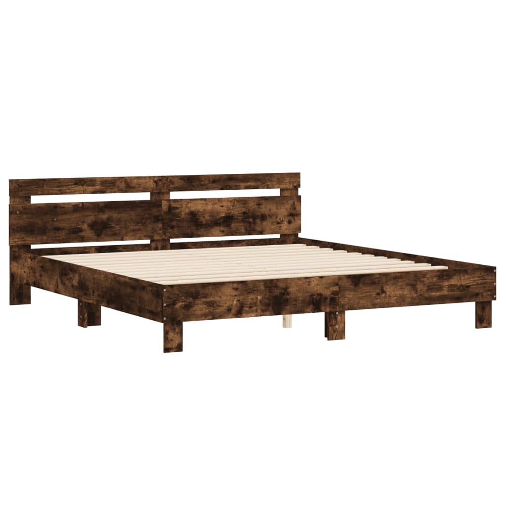 Bed Frame without Mattress Smoked Oak 160x200 cm