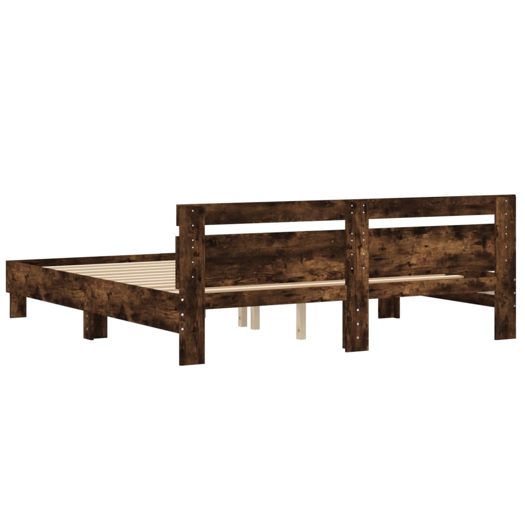 Bed Frame without Mattress Smoked Oak 160x200 cm