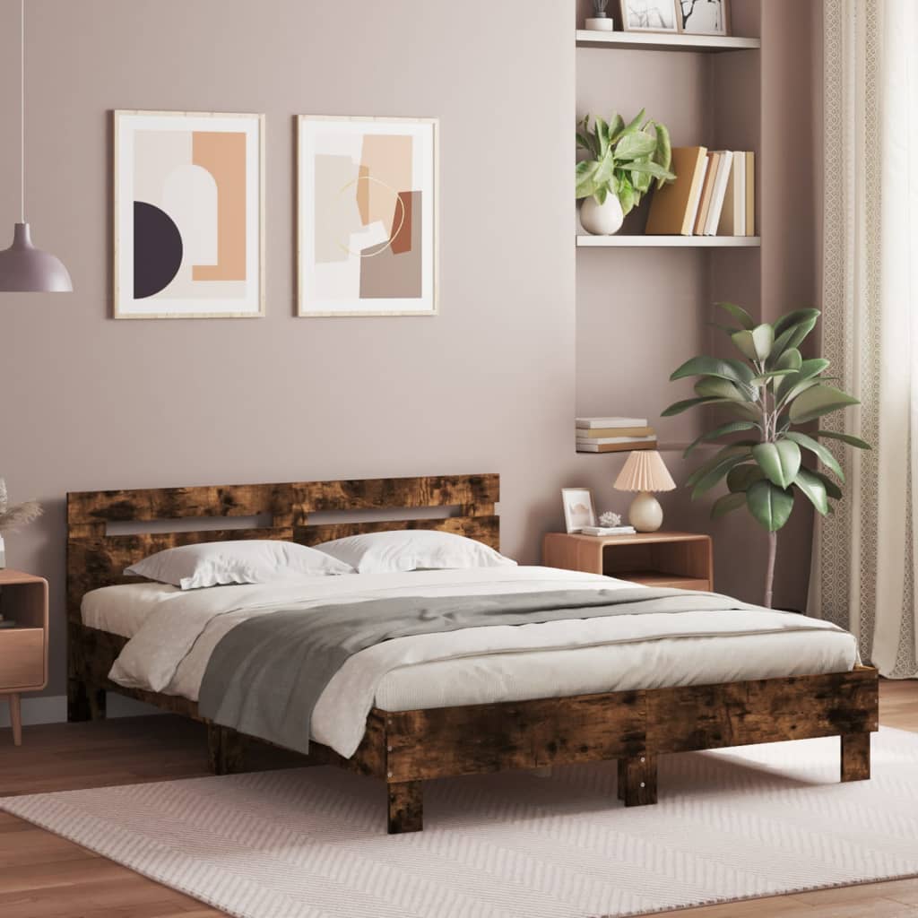 vidaXL Bed Frame without Mattress Smoked Oak 150x200 cm King Size